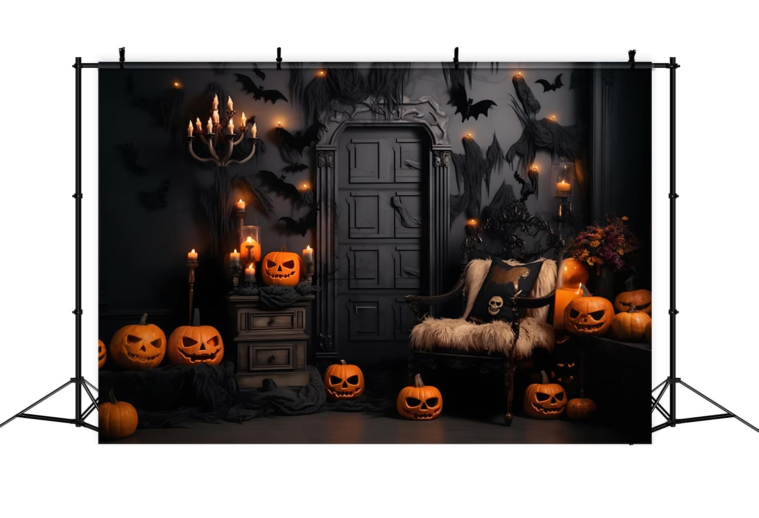 Halloween Pumpkins Bats Photography Backdrop RR7-98