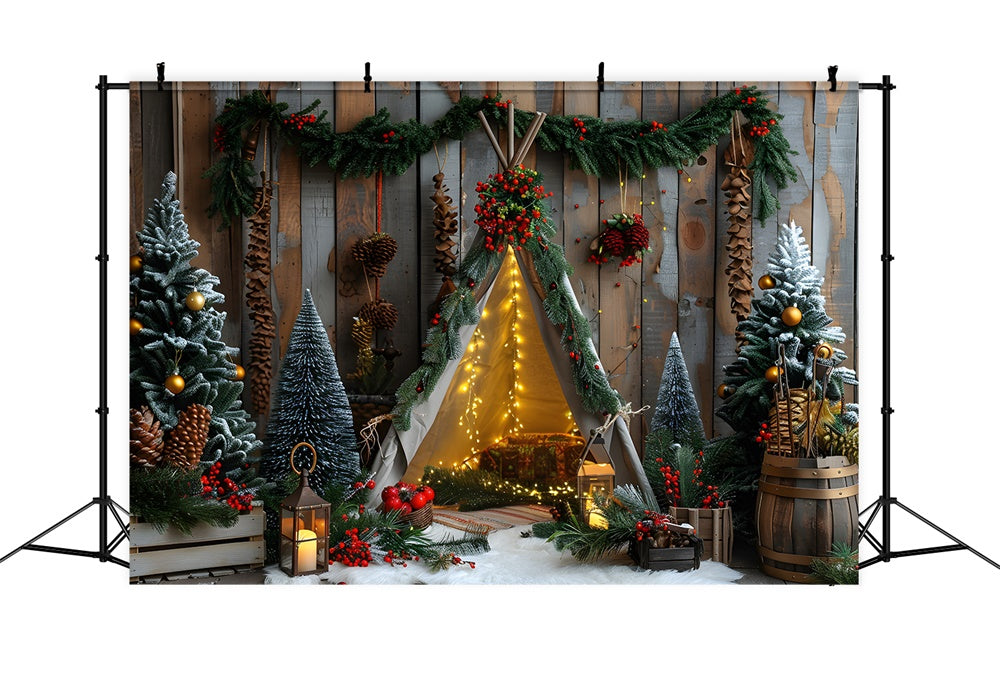 Christmas Trees Decorated Tiny Tent Backdrop RR8-10