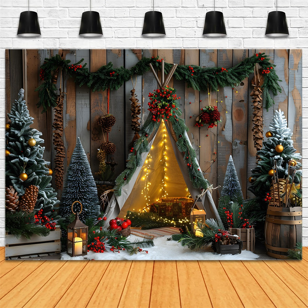 Christmas Trees Decorated Tiny Tent Backdrop RR8-10