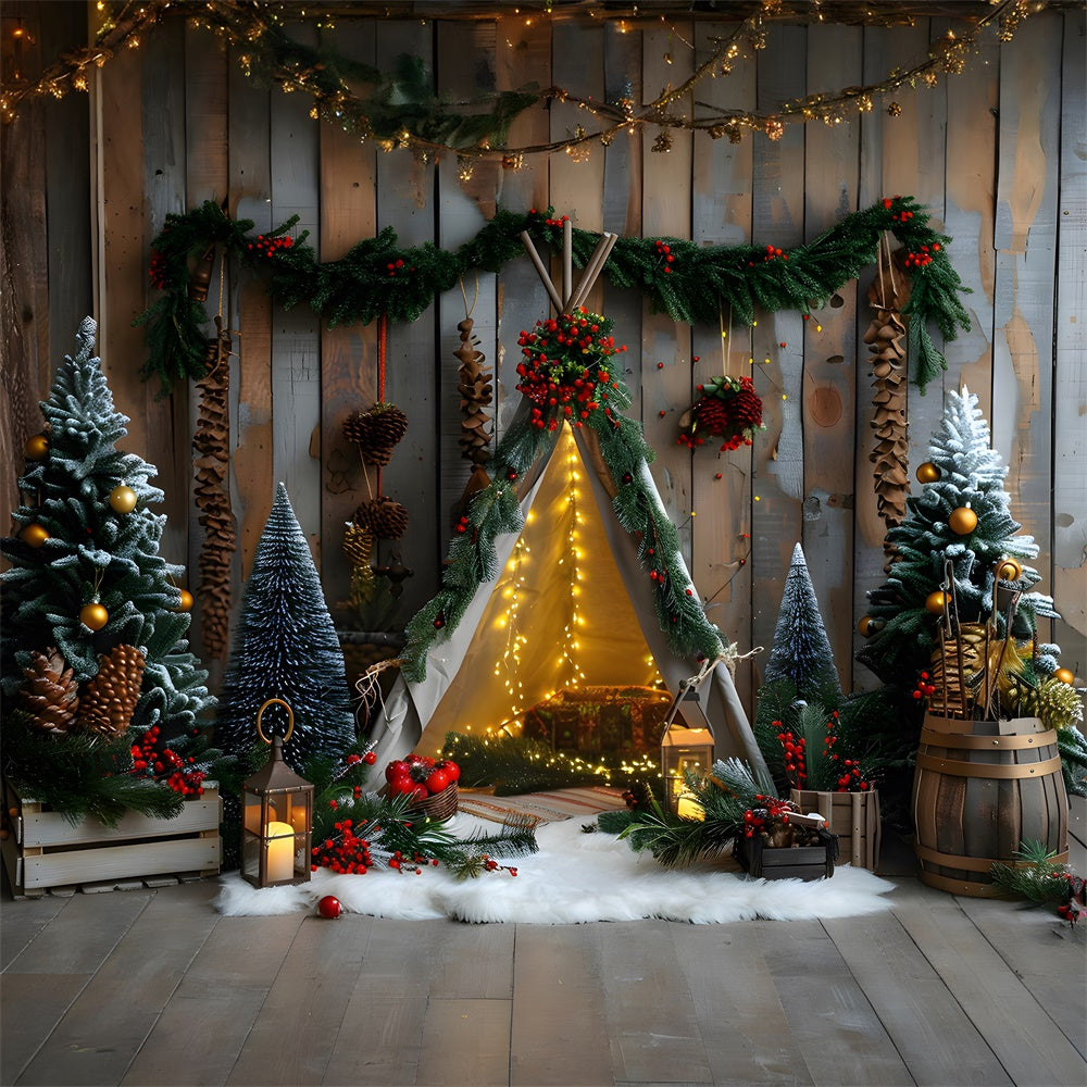 Christmas Trees Decorated Tiny Tent Backdrop RR8-10