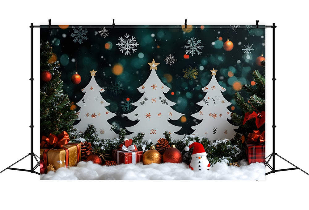 Christmas Trees Snowman Gift Boxes Backdrop RR8-101