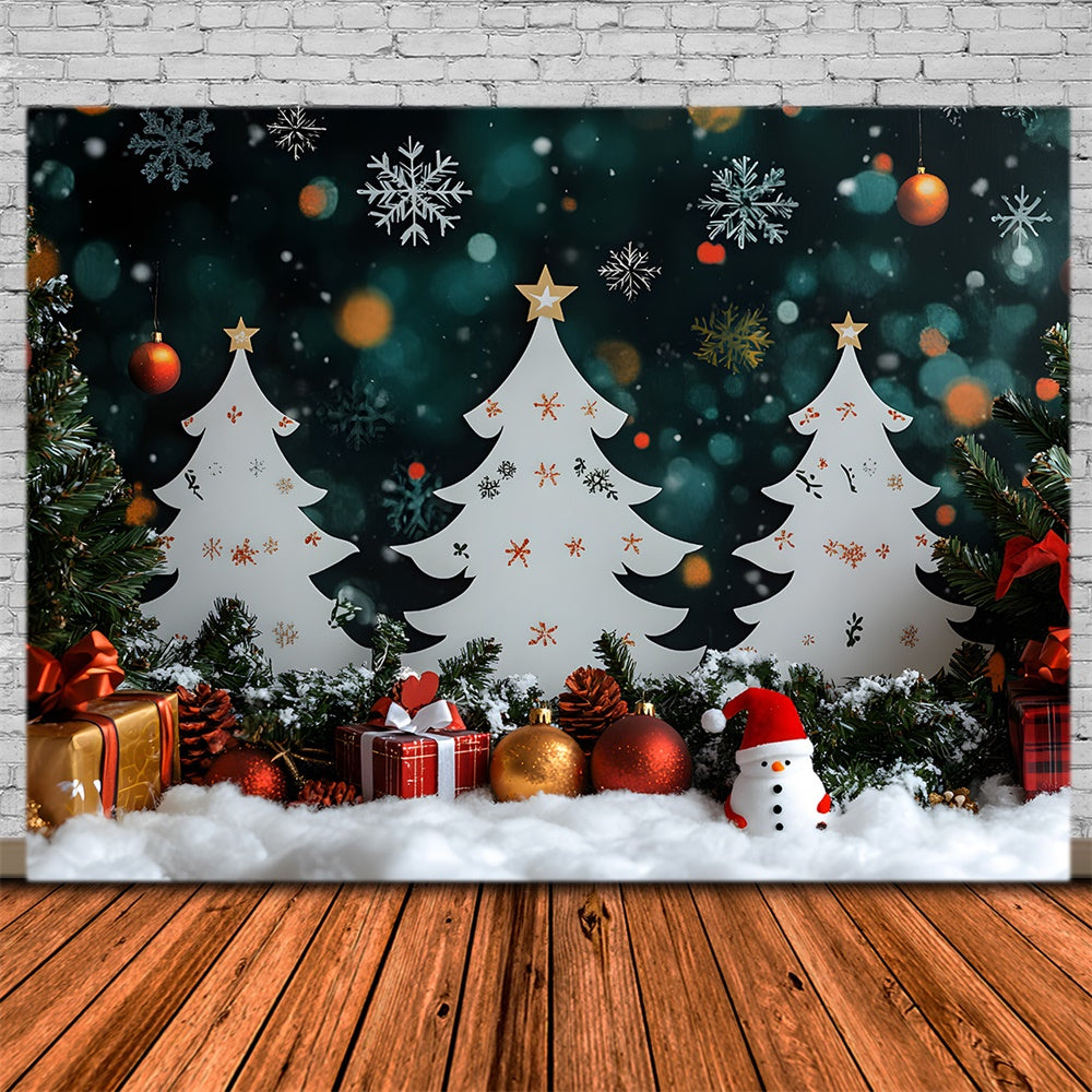 Christmas Trees Snowman Gift Boxes Backdrop RR8-101