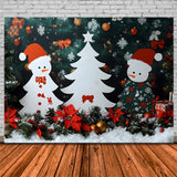 Christmas Poinsettia Flowers Snowflake Backdrop RR8-102