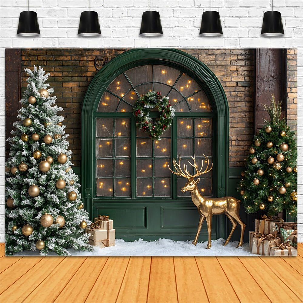 Christmas Glowing Window Reindeer Backdrop RR8-104