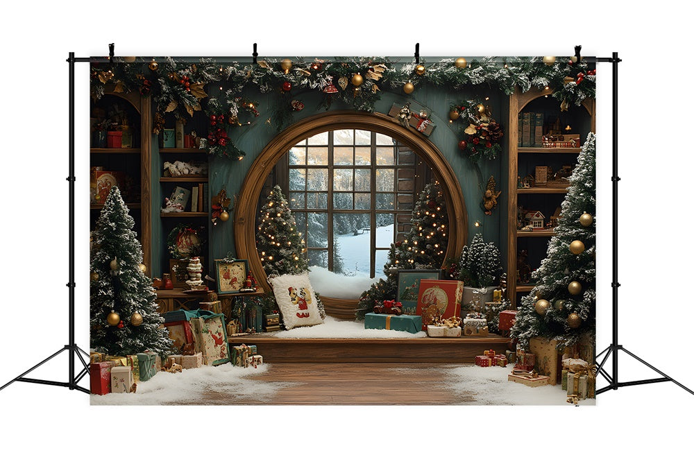 Christmas Gift Boxes Room Window Backdrop RR8-107