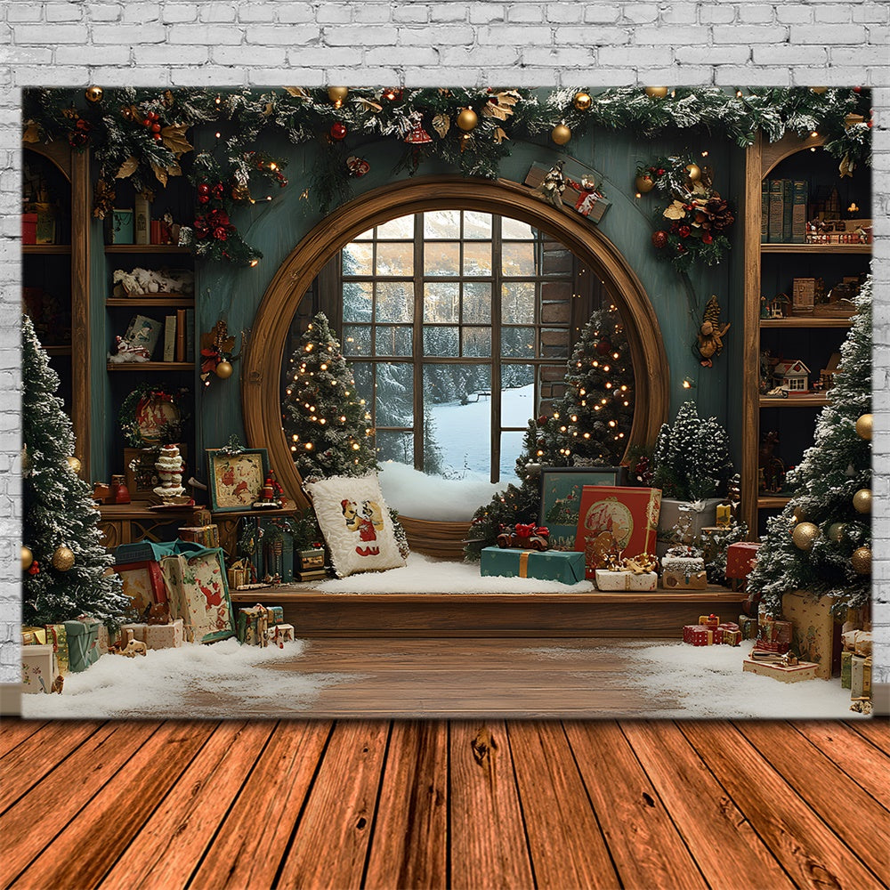 Christmas Gift Boxes Room Window Backdrop RR8-107