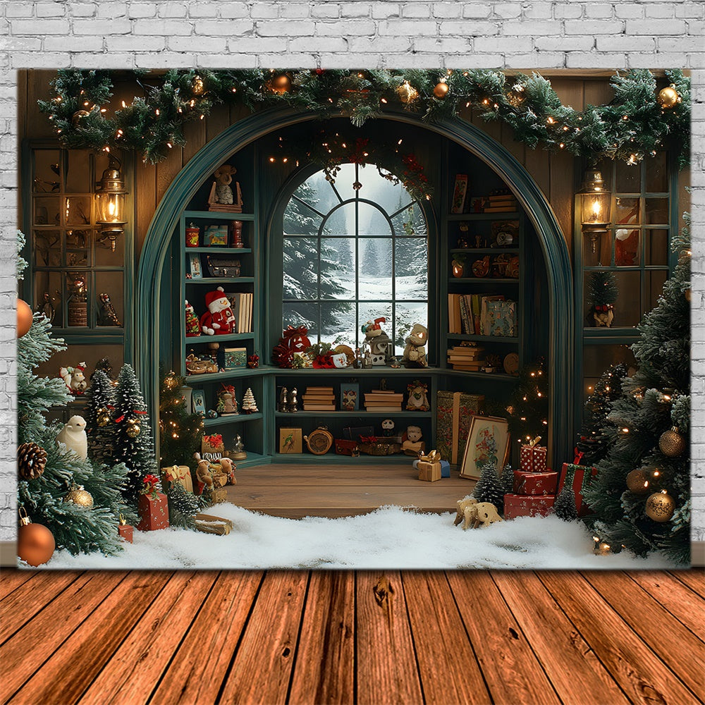 Christmas Toy Room Window Snow Backdrop RR8-108