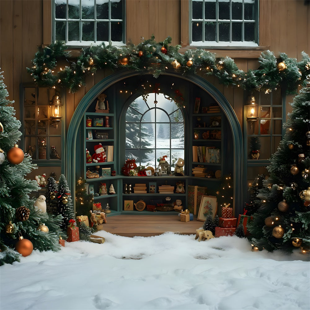 Christmas Toy Room Window Snow Backdrop RR8-108