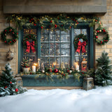 Christmas Wreath Glowing Window Backdrop RR8-109