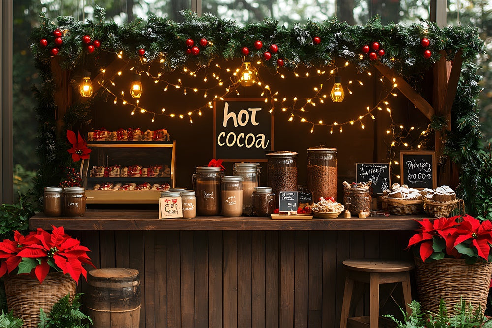 Christmas Hot Cocoa String Lights Backdrop RR8-114