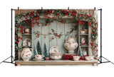 Christmas Kitchen Cupboard Photography Backdrop RR8-116