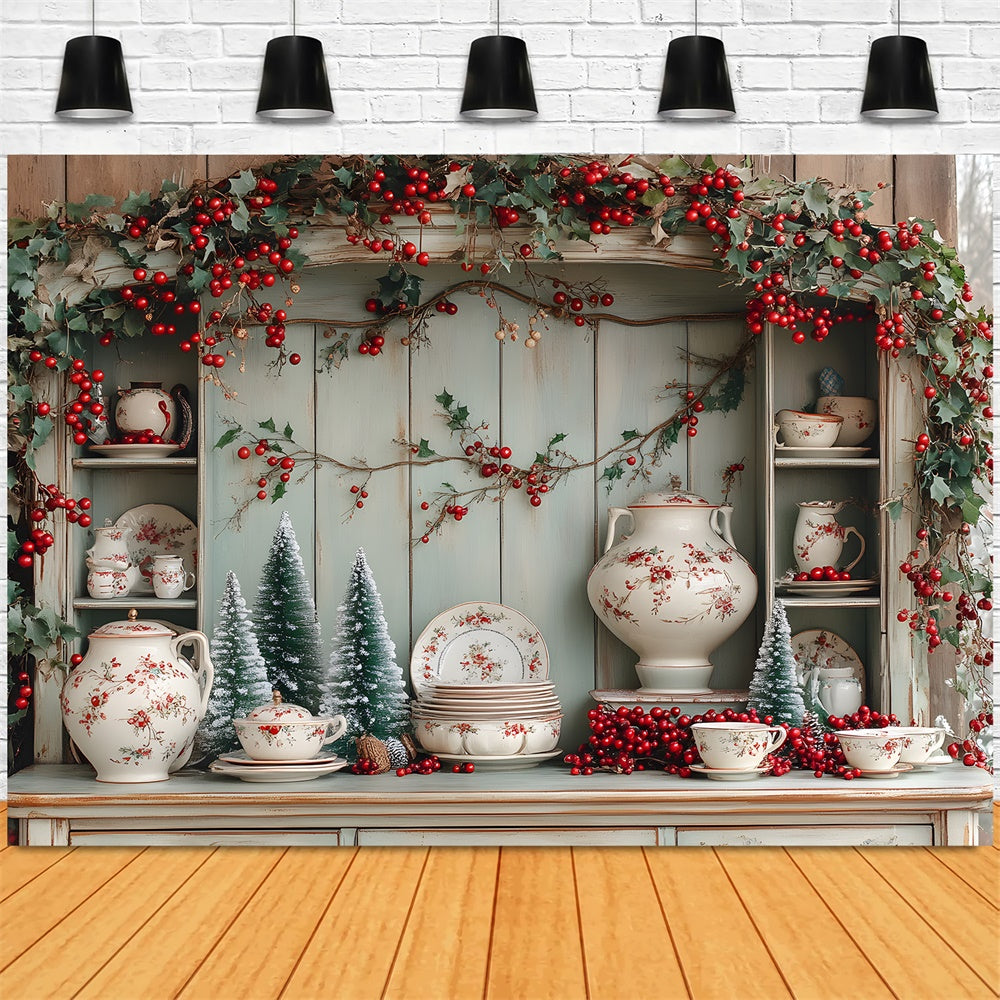 Christmas Kitchen Cupboard Photography Backdrop RR8-116