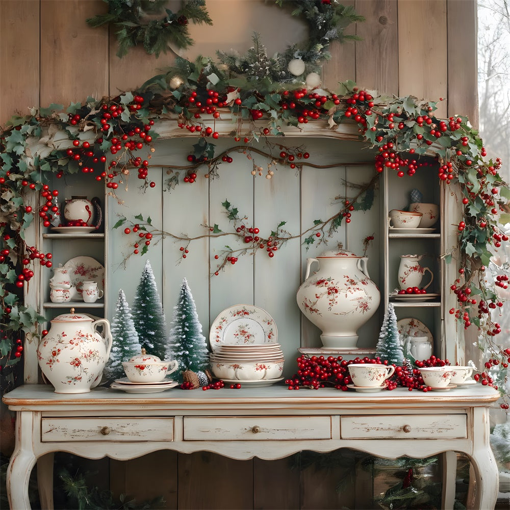 Christmas Kitchen Cupboard Photography Backdrop RR8-116