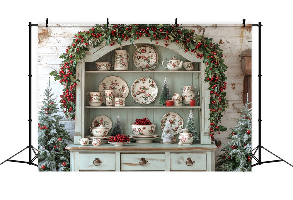 Christmas Trees Garland Kitchen Cupboard Backdrop RR8-117