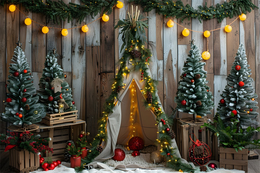 Glowing Lights Tiny Tent Christmas Backdrop RR8-12