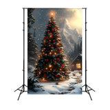 Christmas Tree Snow Covered Mountain Backdrop RR8-128