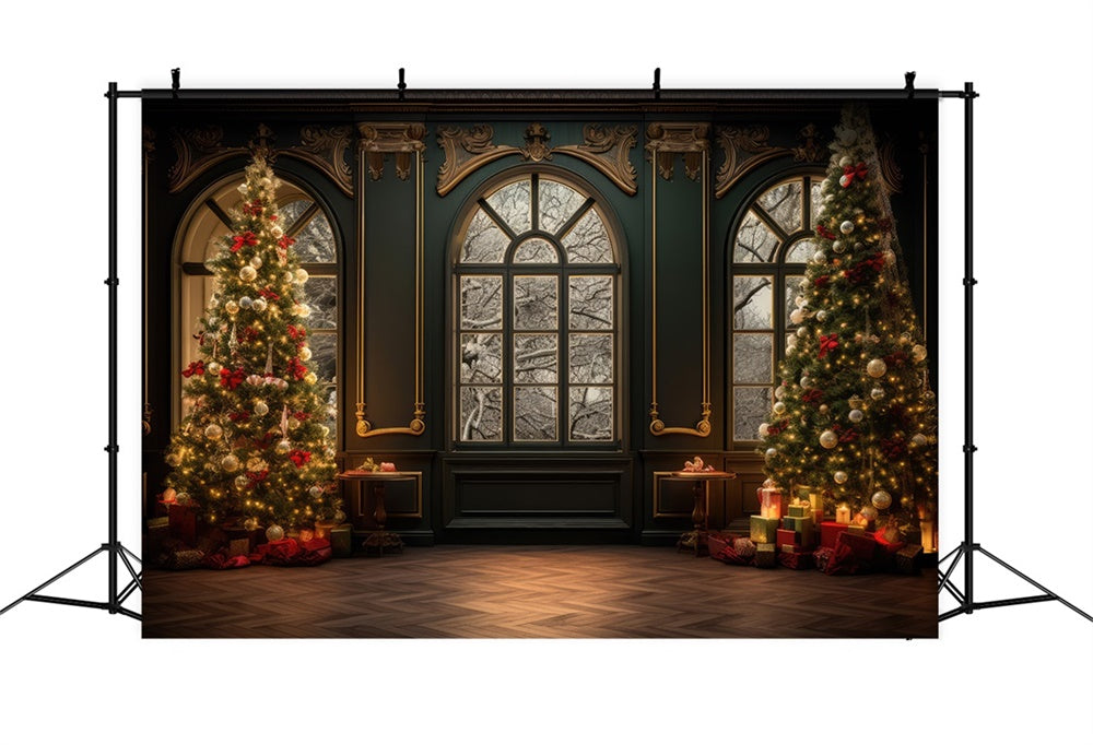 Christmas Decorated Trees Ballroom Backdrop RR8-134