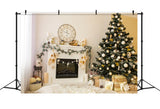 Christmas Cozy Fireplace Stockings Backdrop RR8-136