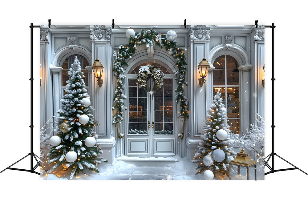 Christmas Garland Decorated Front Door Backdrop RR8-14