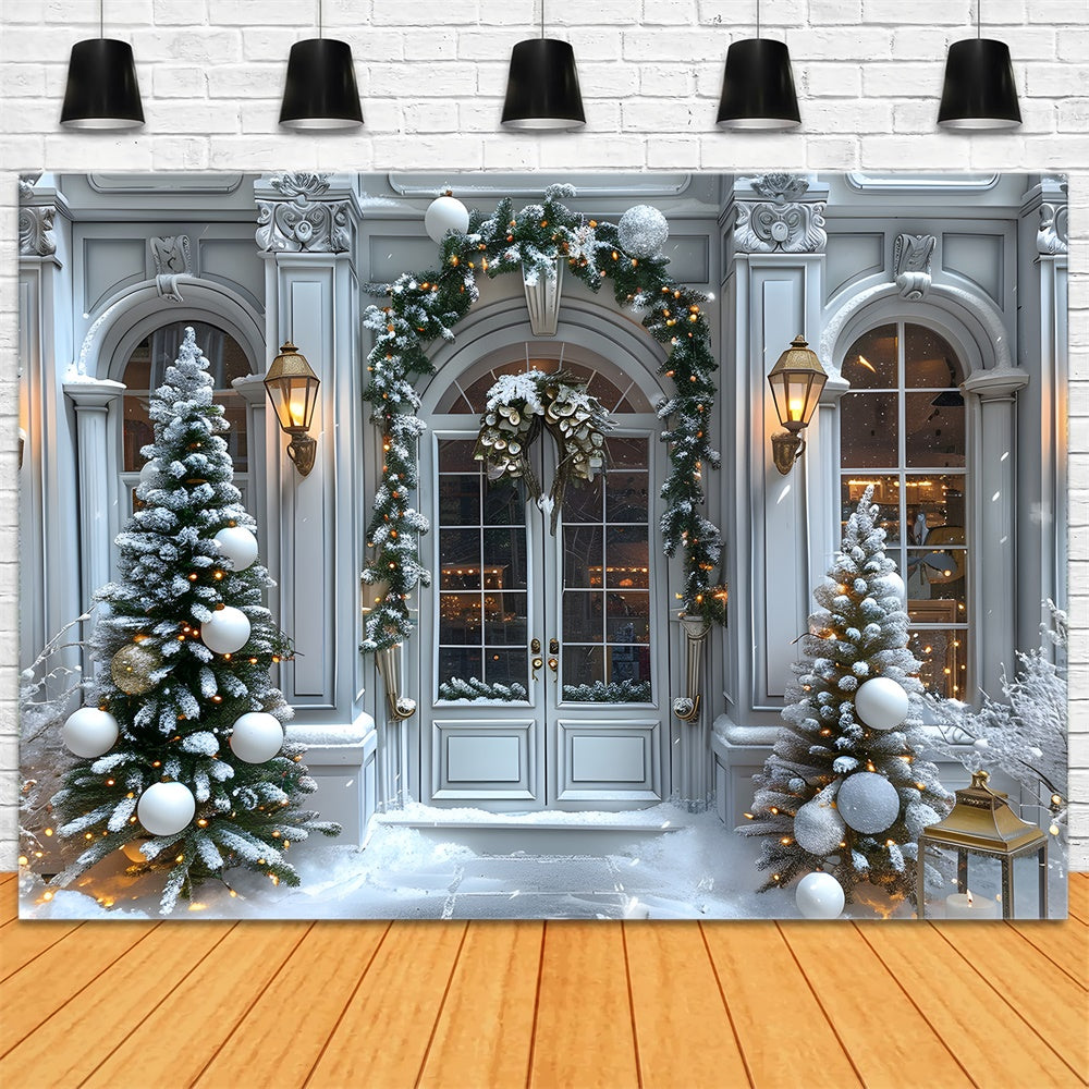 Christmas Garland Decorated Front Door Backdrop RR8-14