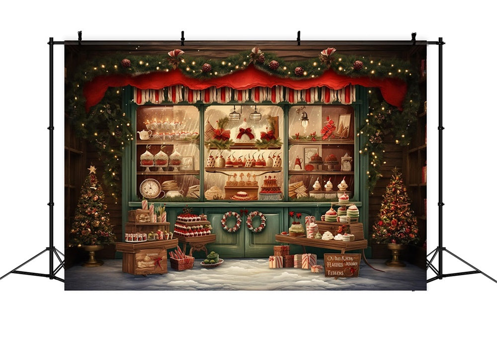 Christmas Festive Bakery Window Display Backdrop RR8-142