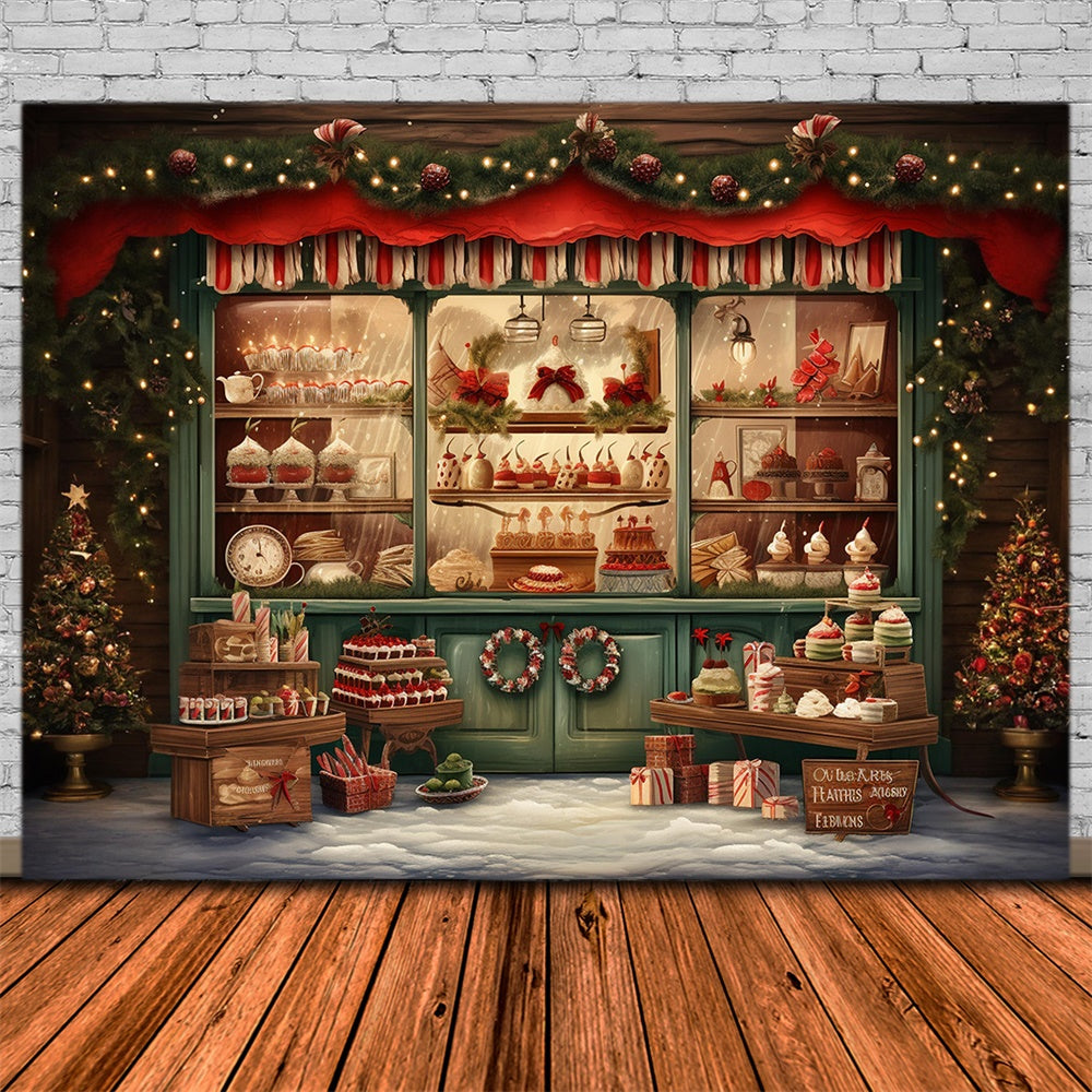 Christmas Festive Bakery Window Display Backdrop RR8-142