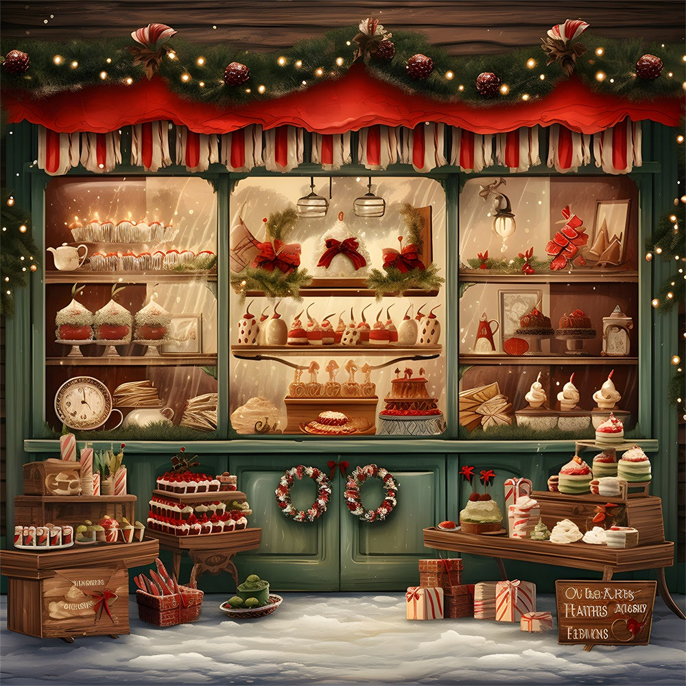 Christmas Festive Bakery Window Display Backdrop RR8-142