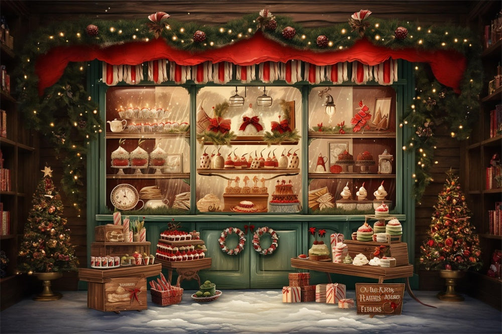 Christmas Festive Bakery Window Display Backdrop RR8-142