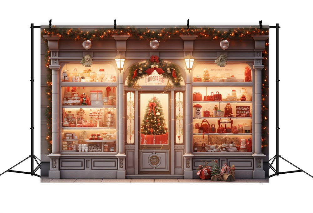 Christmas Elegant Storefront Tree Backdrop RR8-144