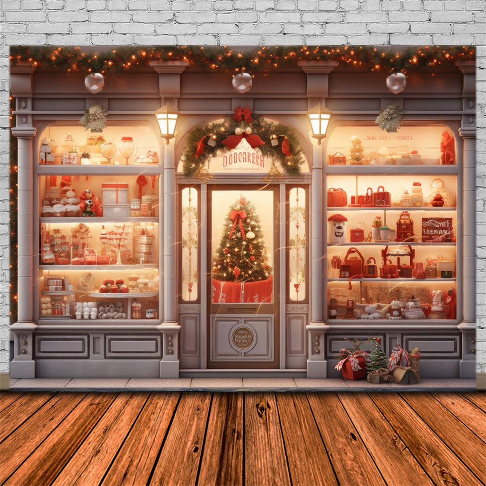 Christmas Elegant Storefront Tree Backdrop RR8-144