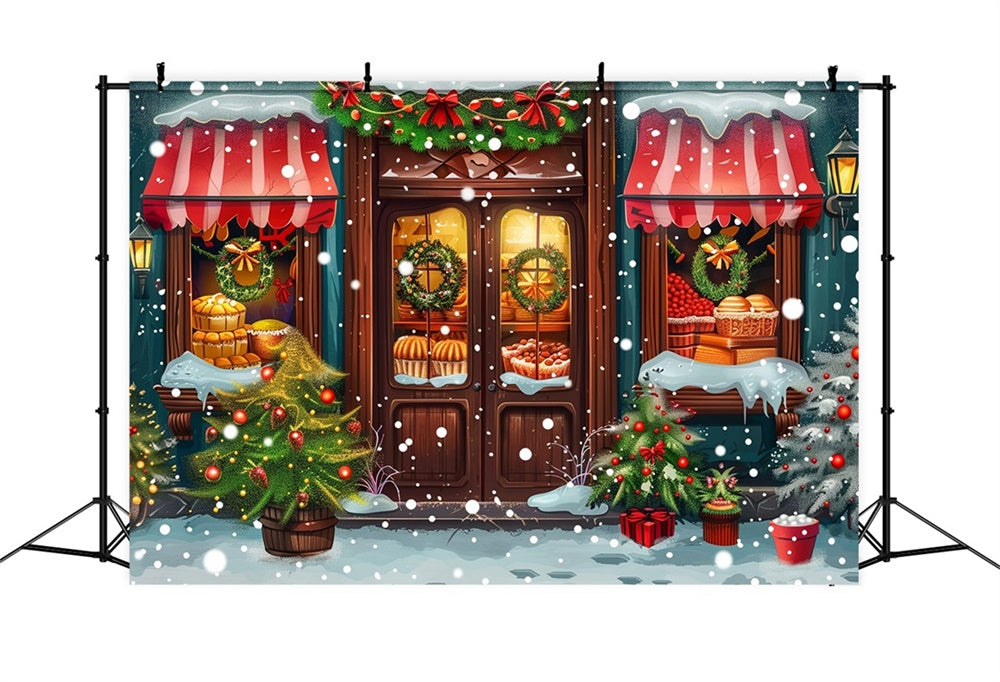 Christmas Cozy Shop Window Snow Backdrop RR8-145