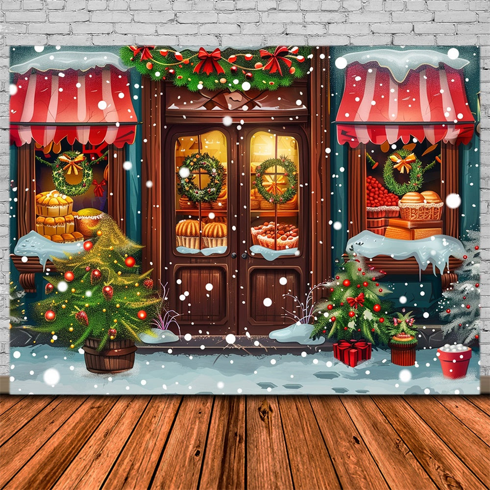 Christmas Cozy Shop Window Snow Backdrop RR8-145