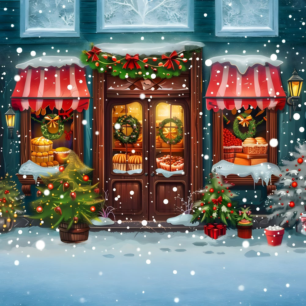 Christmas Cozy Shop Window Snow Backdrop RR8-145