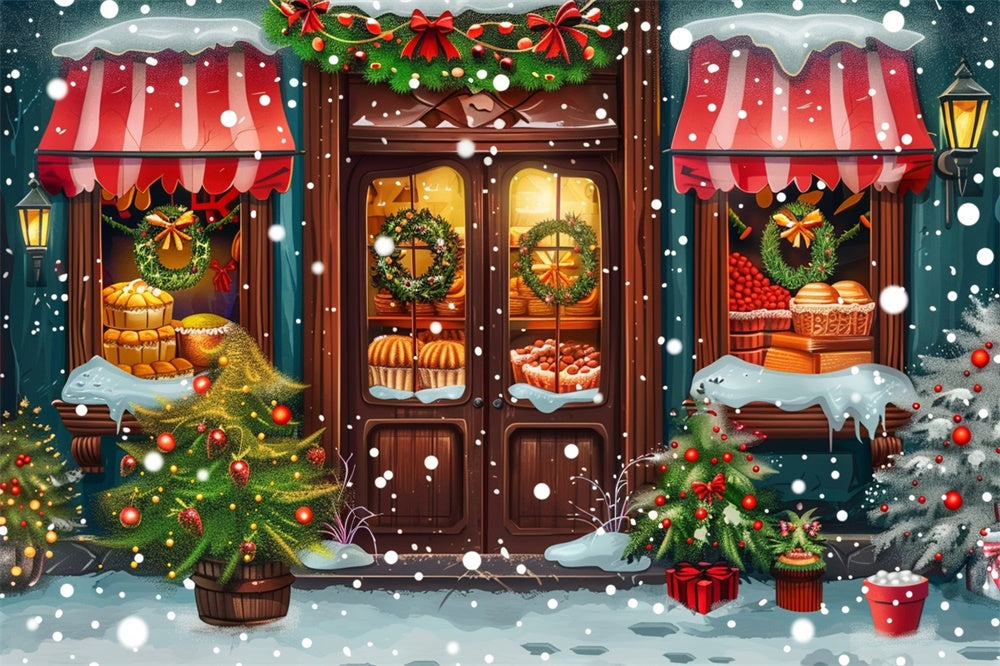 Christmas Cozy Shop Window Snow Backdrop RR8-145