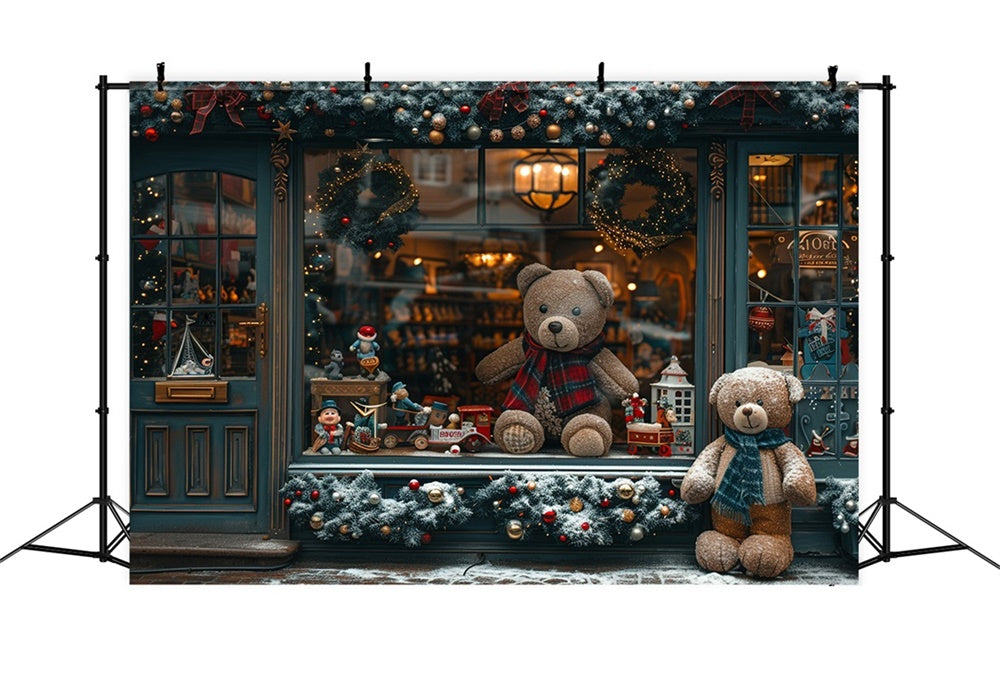 Christmas Toy Storefront Teddy Bears Backdrop RR8-146