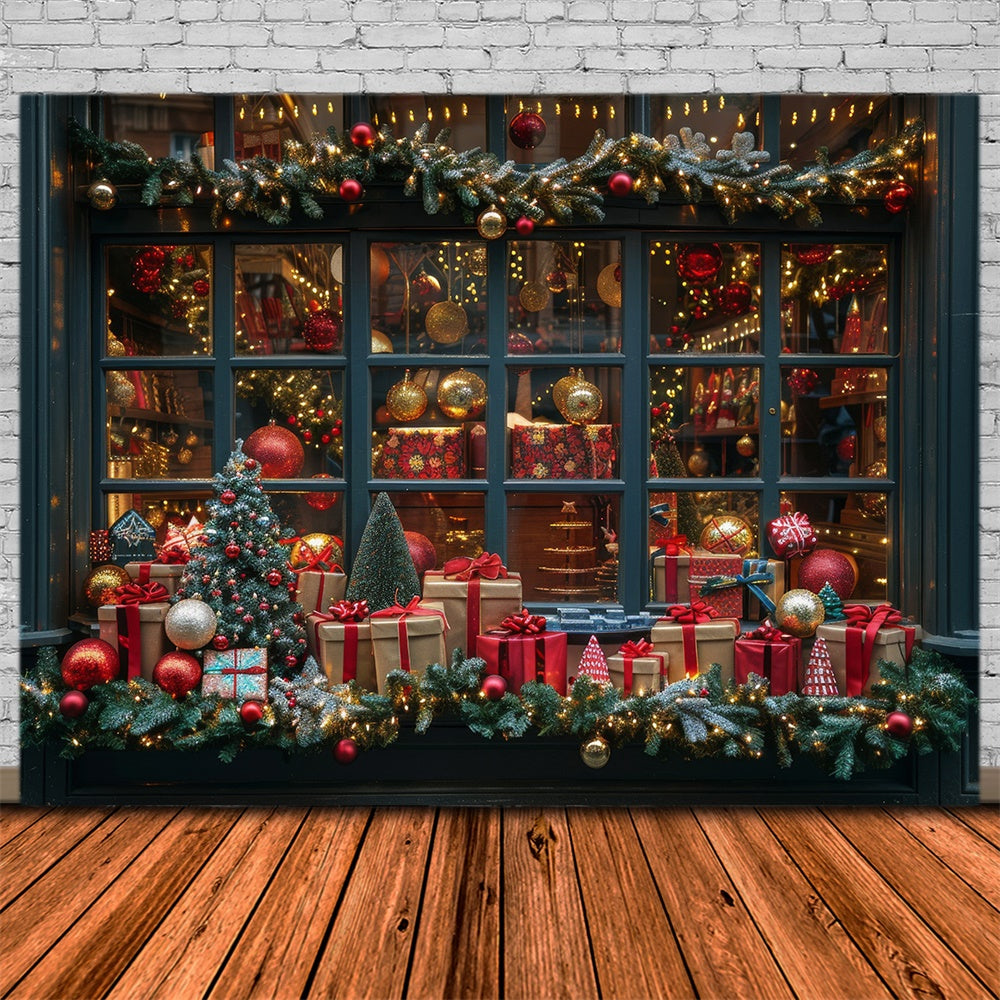 Christmas Gift Shop Window Display Backdrop RR8-147