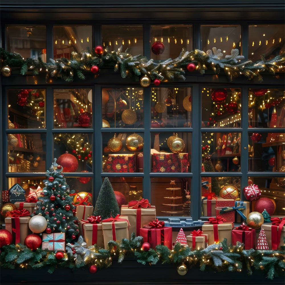 Christmas Gift Shop Window Display Backdrop RR8-147