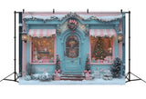 Christmas Candyland Storefront Pink Bows Backdrop RR8-151