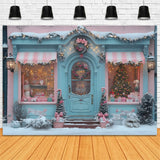 Christmas Candyland Storefront Pink Bows Backdrop RR8-151