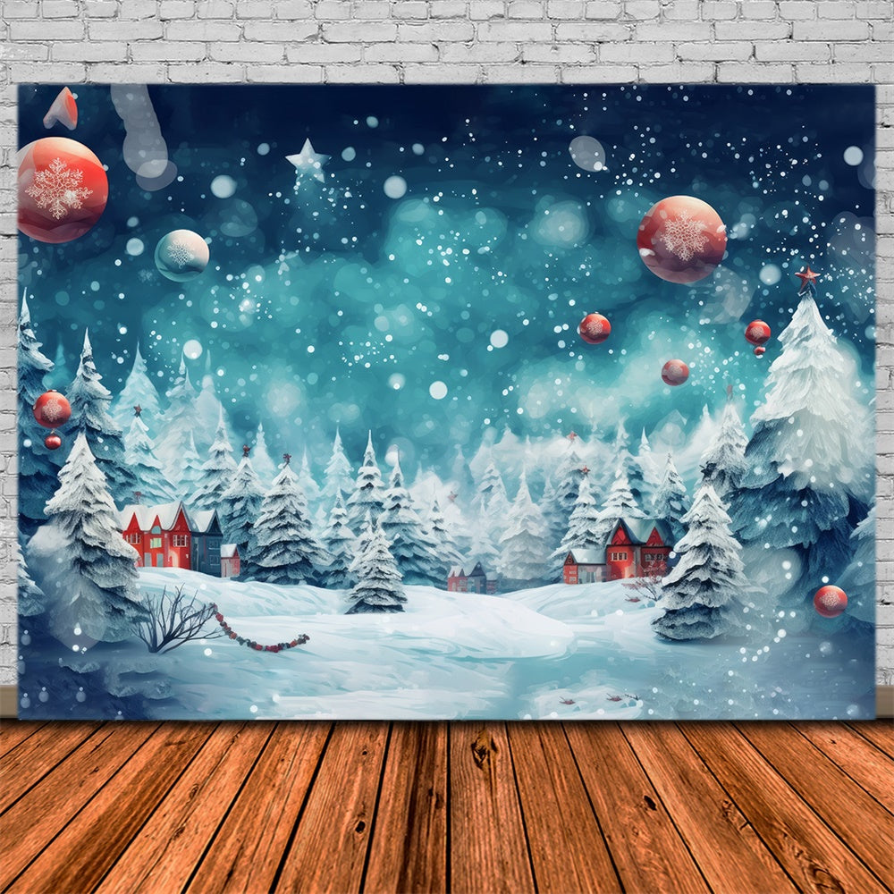 Christmas Snowy Forest Ornaments Backdrop RR8-153