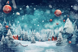 Christmas Snowy Forest Ornaments Backdrop RR8-153