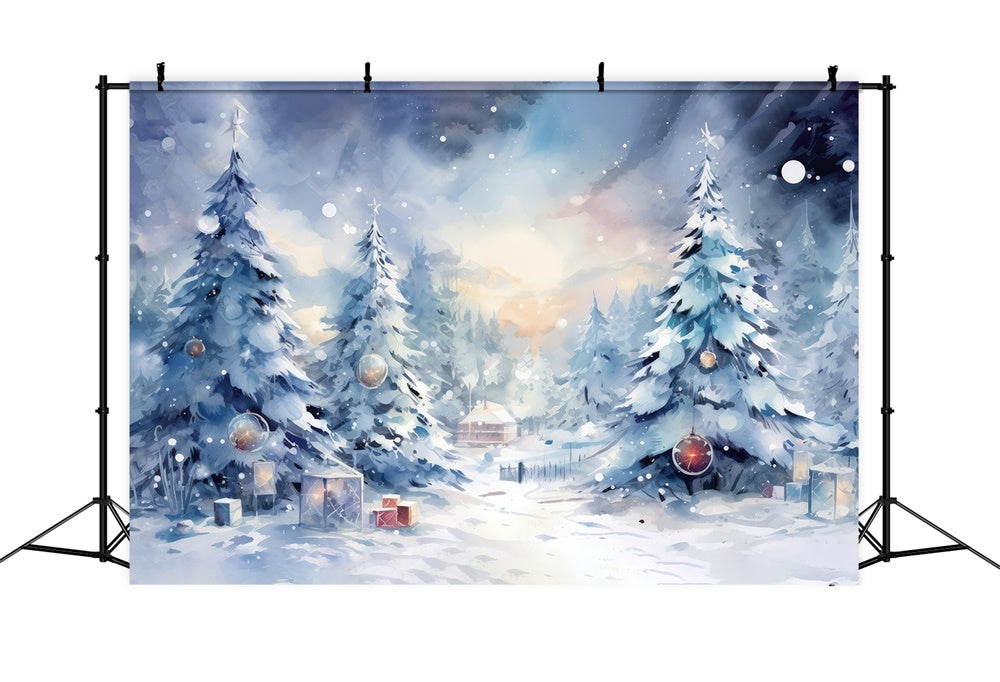 Christmas Tranquil Snowy Forest Gifts Backdrop RR8-154