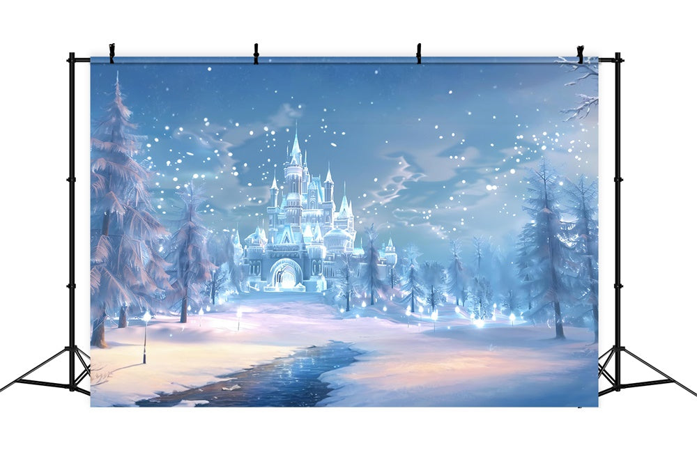 Christmas Magical Ice Castle Forest Backdrop RR8-157