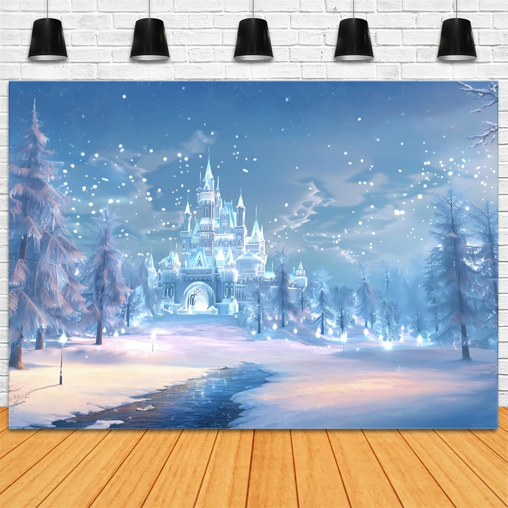 Christmas Magical Ice Castle Forest Backdrop RR8-157