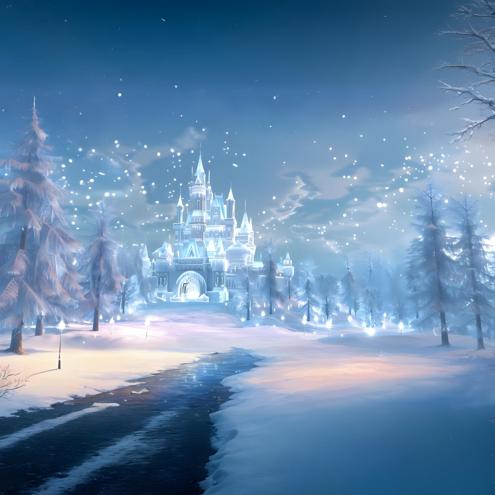 Christmas Magical Ice Castle Forest Backdrop RR8-157