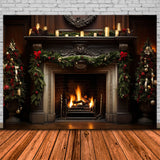 Christmas Elegant Fireplace Garland Backdrop RR8-158