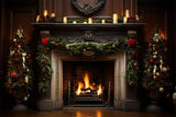 Christmas Elegant Fireplace Garland Backdrop RR8-158