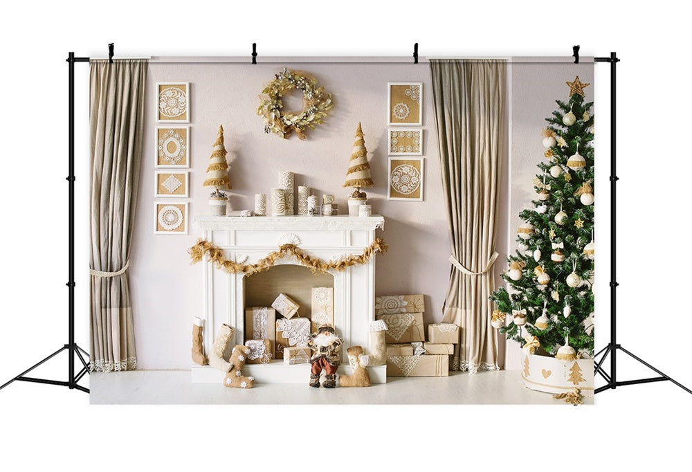 Christmas Festive Golden Living Room Backdrop RR8-164