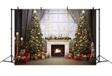 Christmas Cozy Cabin Fireplace Tree Backdrop RR8-165