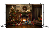 Christmas Rustic Living Room Tree Backdrop RR8-166